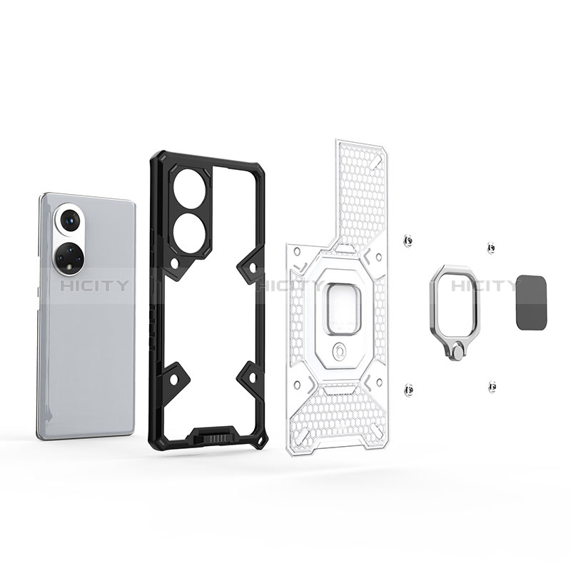 Custodia Silicone e Plastica Opaca Cover con Magnetico Anello Supporto KC5 per Huawei Honor 50 Pro 5G