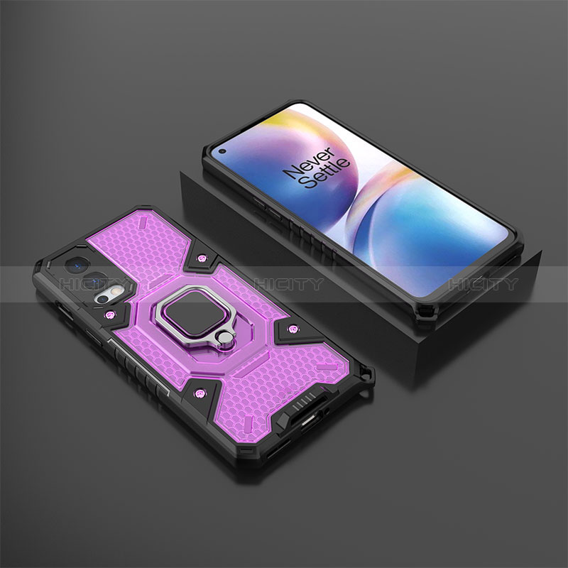 Custodia Silicone e Plastica Opaca Cover con Magnetico Anello Supporto KC5 per OnePlus Nord 2 5G