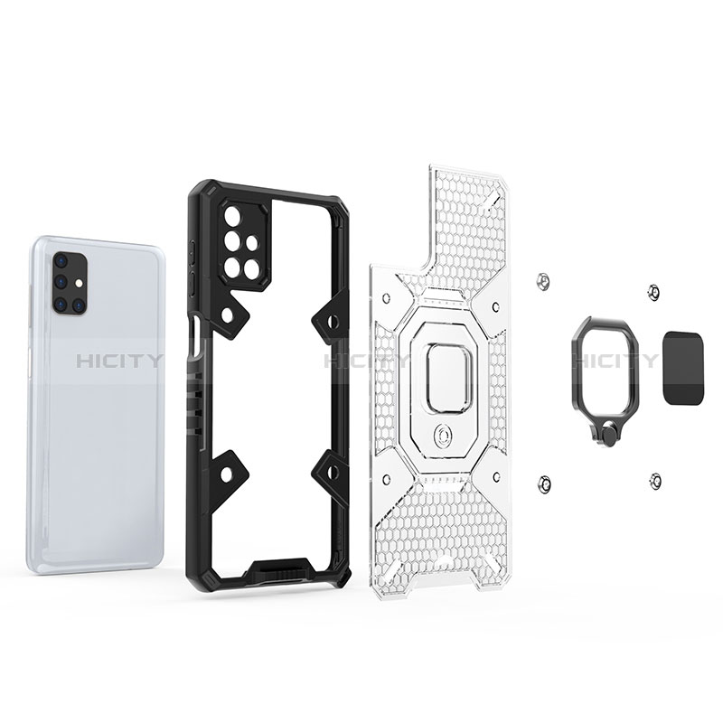 Custodia Silicone e Plastica Opaca Cover con Magnetico Anello Supporto KC5 per Samsung Galaxy M51