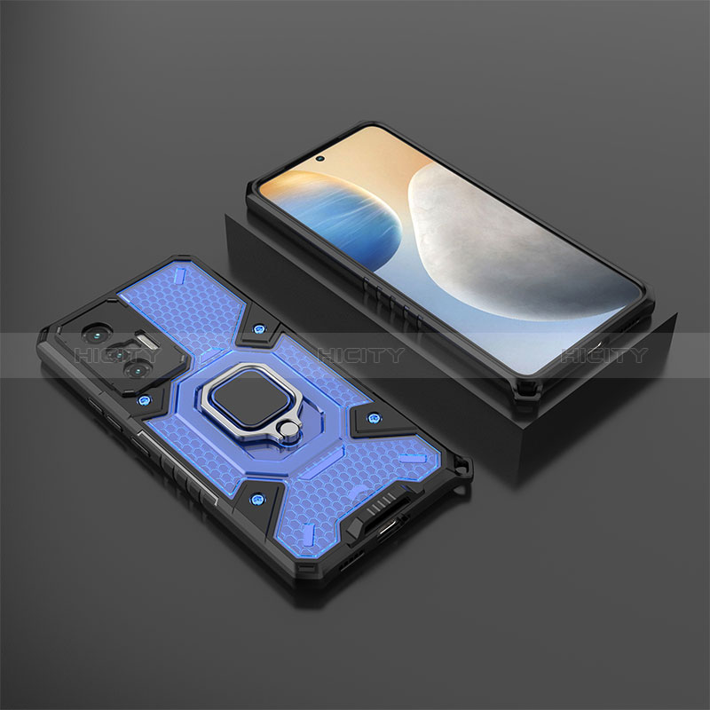 Custodia Silicone e Plastica Opaca Cover con Magnetico Anello Supporto KC5 per Vivo X70 5G