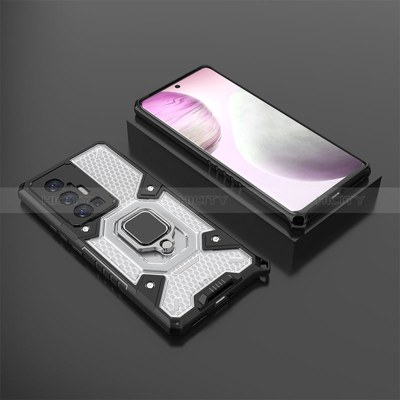 Custodia Silicone e Plastica Opaca Cover con Magnetico Anello Supporto KC5 per Vivo X70 Pro+ Plus 5G