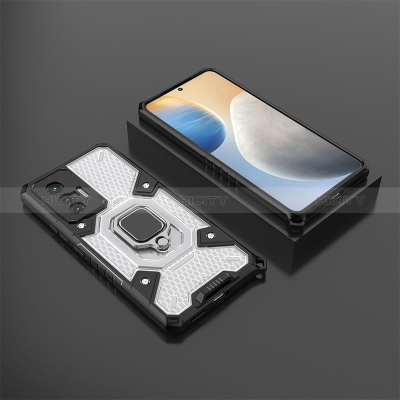 Custodia Silicone e Plastica Opaca Cover con Magnetico Anello Supporto KC5 per Vivo X70t