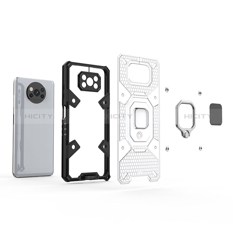 Custodia Silicone e Plastica Opaca Cover con Magnetico Anello Supporto KC5 per Xiaomi Poco X3 NFC