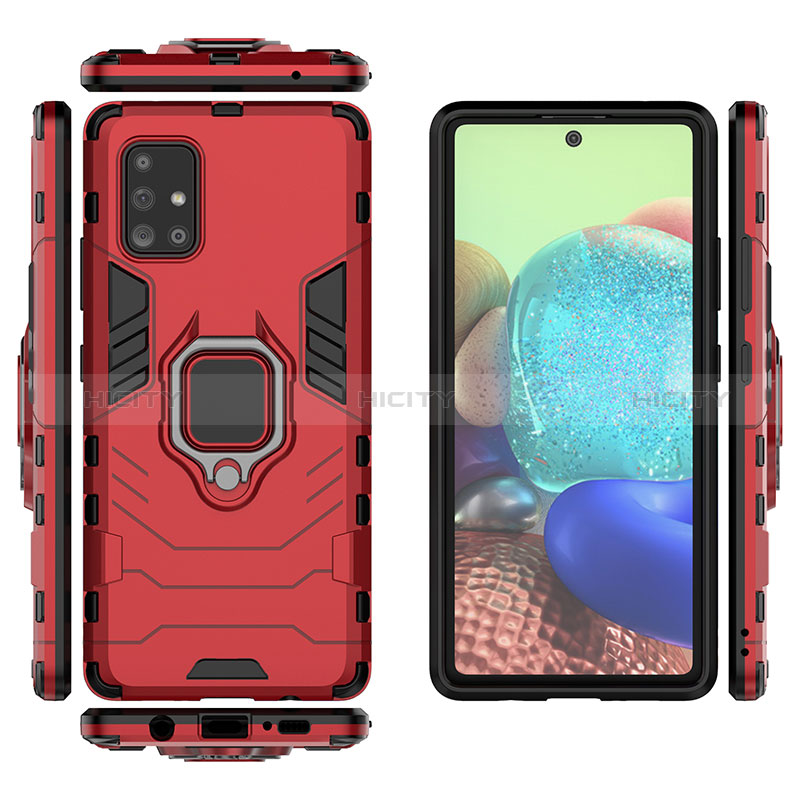 Custodia Silicone e Plastica Opaca Cover con Magnetico Anello Supporto KC6 per Samsung Galaxy A71 4G A715