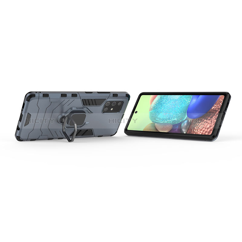 Custodia Silicone e Plastica Opaca Cover con Magnetico Anello Supporto KC6 per Samsung Galaxy A71 4G A715