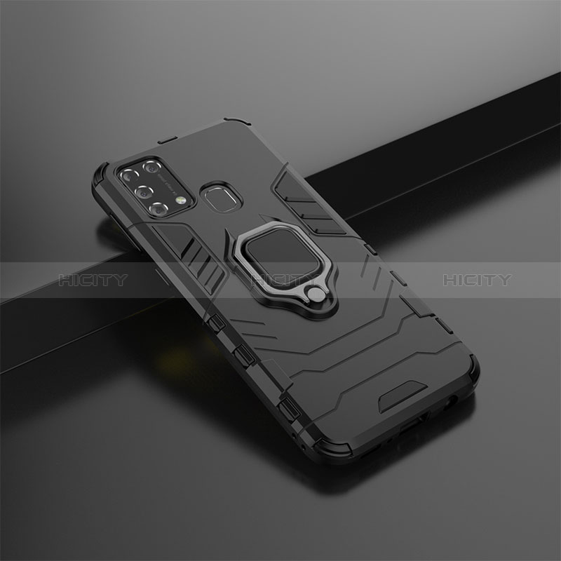 Custodia Silicone e Plastica Opaca Cover con Magnetico Anello Supporto KC6 per Samsung Galaxy M21s