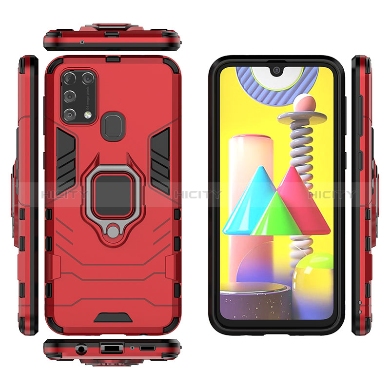 Custodia Silicone e Plastica Opaca Cover con Magnetico Anello Supporto KC6 per Samsung Galaxy M21s