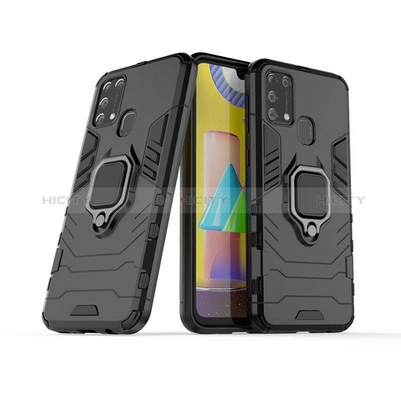 Custodia Silicone e Plastica Opaca Cover con Magnetico Anello Supporto KC6 per Samsung Galaxy M31