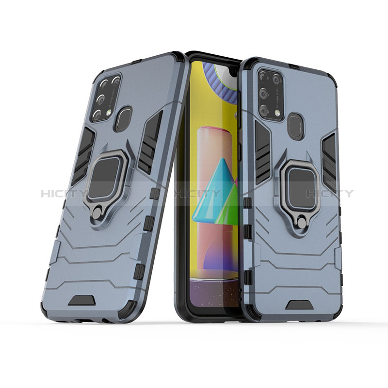 Custodia Silicone e Plastica Opaca Cover con Magnetico Anello Supporto KC6 per Samsung Galaxy M31 Prime Edition