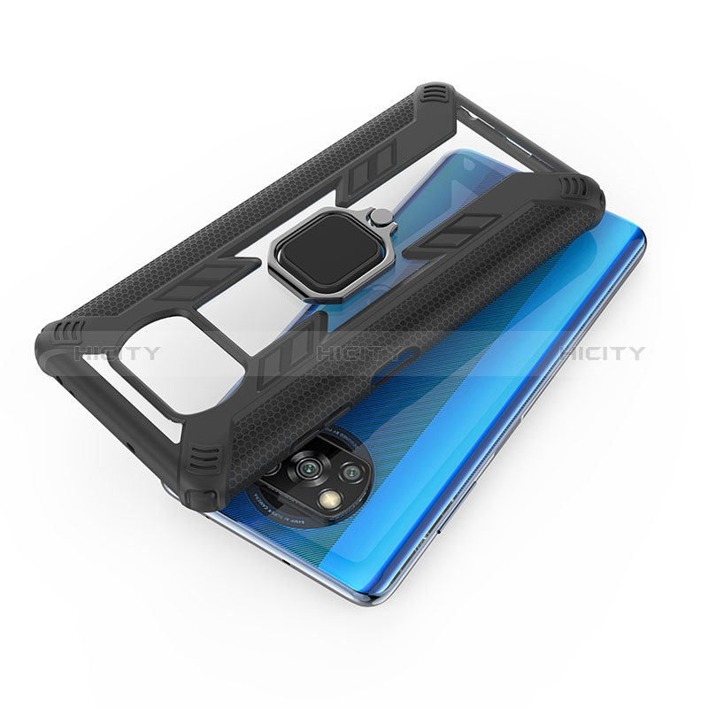 Custodia Silicone e Plastica Opaca Cover con Magnetico Anello Supporto KC6 per Xiaomi Poco X3 Pro