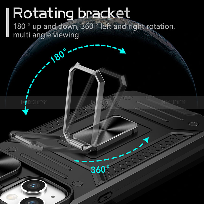Custodia Silicone e Plastica Opaca Cover con Magnetico Anello Supporto KC7 per Apple iPhone 14