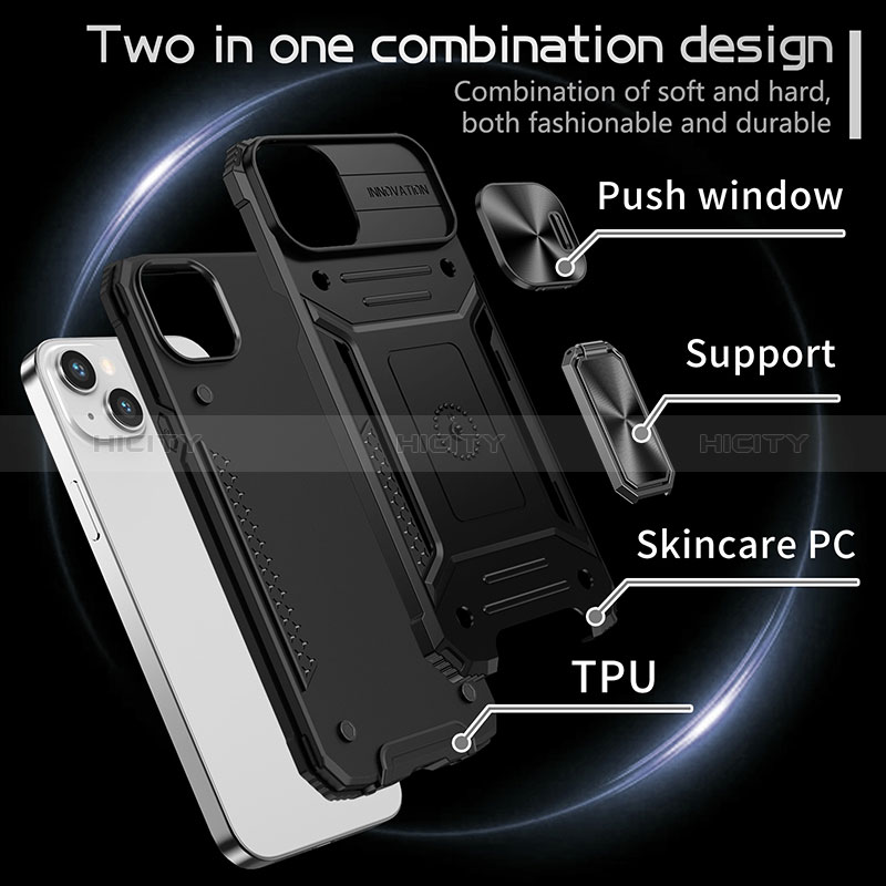 Custodia Silicone e Plastica Opaca Cover con Magnetico Anello Supporto KC7 per Apple iPhone 14