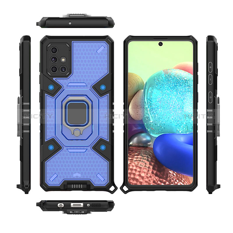 Custodia Silicone e Plastica Opaca Cover con Magnetico Anello Supporto KC7 per Samsung Galaxy A71 4G A715