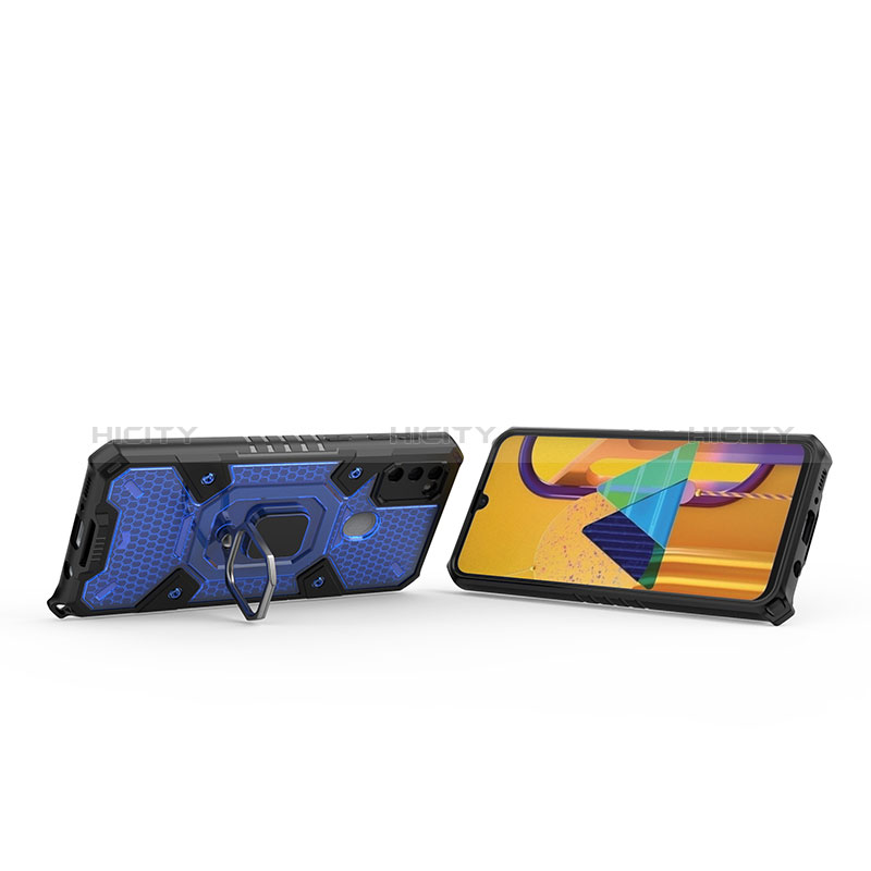 Custodia Silicone e Plastica Opaca Cover con Magnetico Anello Supporto KC7 per Samsung Galaxy M21