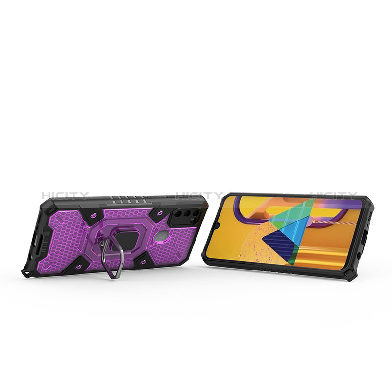 Custodia Silicone e Plastica Opaca Cover con Magnetico Anello Supporto KC7 per Samsung Galaxy M30s