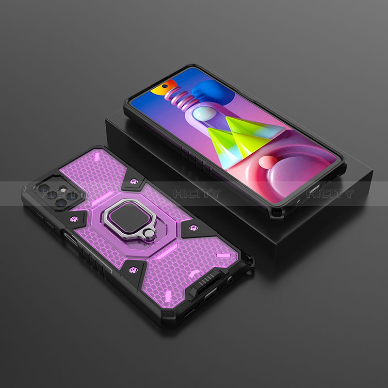 Custodia Silicone e Plastica Opaca Cover con Magnetico Anello Supporto KC7 per Samsung Galaxy M51