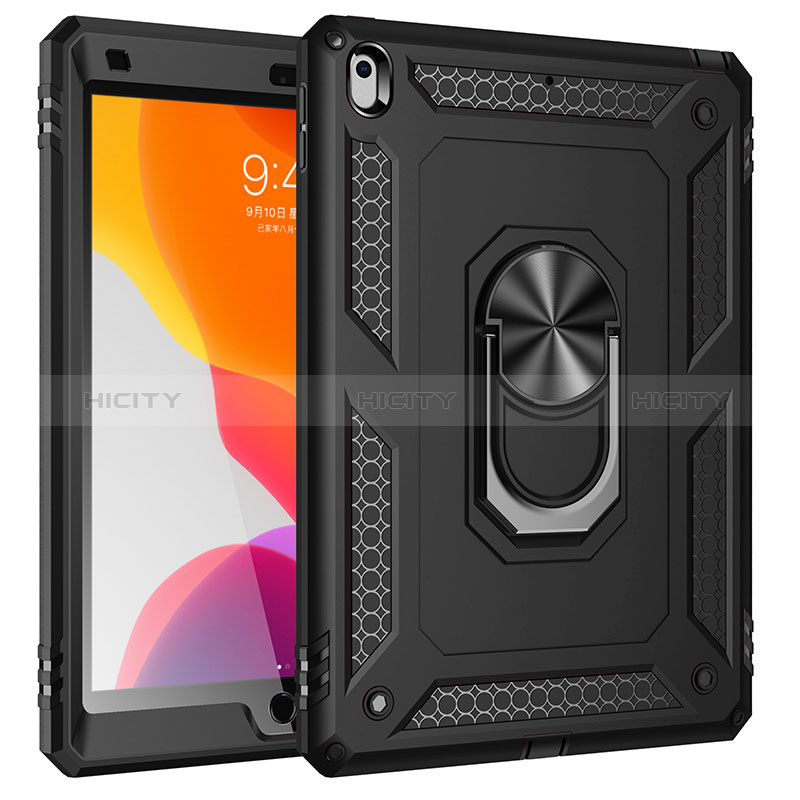 Custodia Silicone e Plastica Opaca Cover con Magnetico Anello Supporto MQ1 per Apple iPad 10.2 (2019) Nero