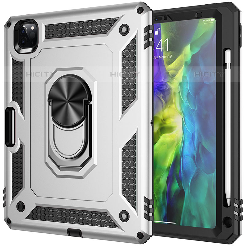 Custodia Silicone e Plastica Opaca Cover con Magnetico Anello Supporto MQ1 per Apple iPad Pro 11 (2021)