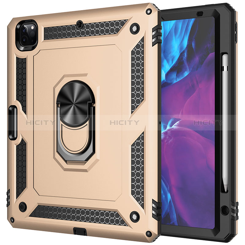 Custodia Silicone e Plastica Opaca Cover con Magnetico Anello Supporto MQ1 per Apple iPad Pro 12.9 (2022) Oro