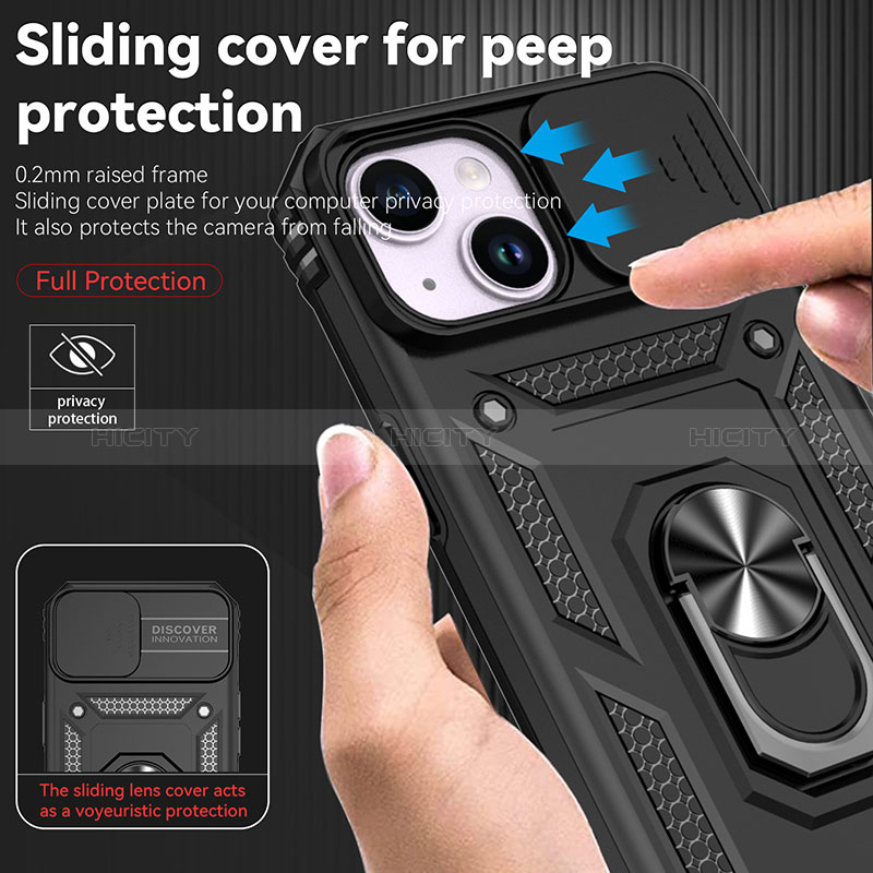 Custodia Silicone e Plastica Opaca Cover con Magnetico Anello Supporto MQ1 per Apple iPhone 13