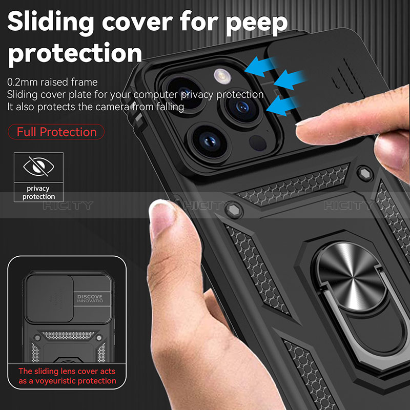 Custodia Silicone e Plastica Opaca Cover con Magnetico Anello Supporto MQ1 per Apple iPhone 13 Pro