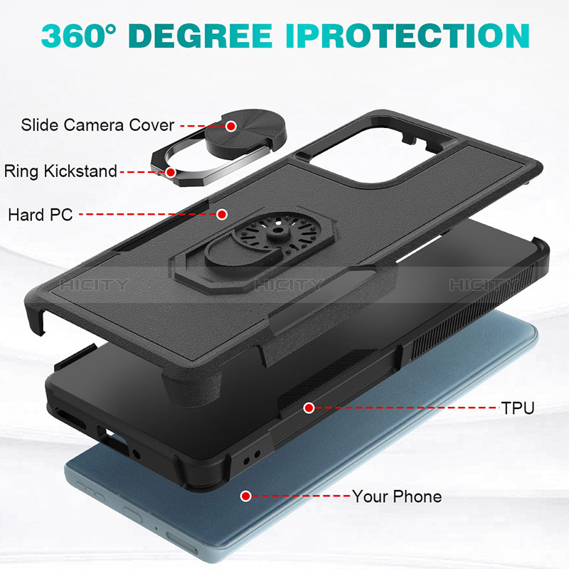 Custodia Silicone e Plastica Opaca Cover con Magnetico Anello Supporto MQ1 per Motorola Moto Edge 40 Pro 5G