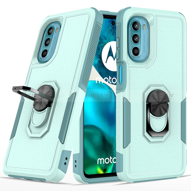 Custodia Silicone e Plastica Opaca Cover con Magnetico Anello Supporto MQ1 per Motorola Moto G82 5G