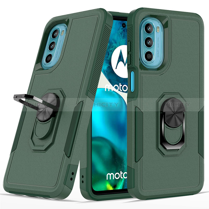 Custodia Silicone e Plastica Opaca Cover con Magnetico Anello Supporto MQ1 per Motorola Moto G82 5G