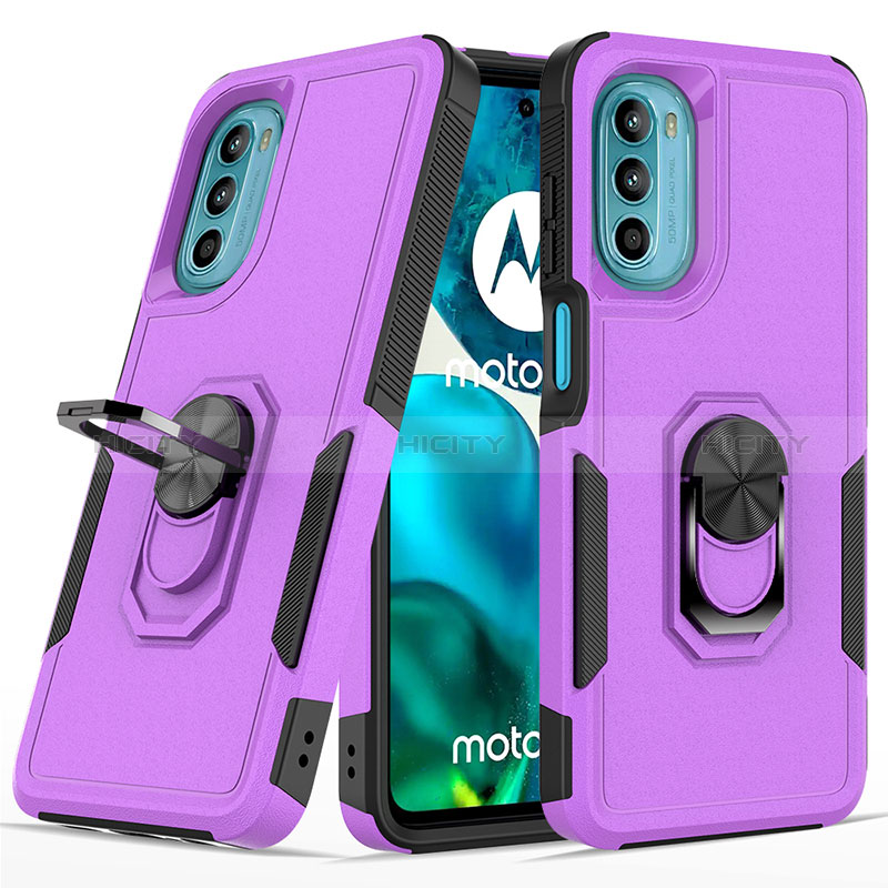 Custodia Silicone e Plastica Opaca Cover con Magnetico Anello Supporto MQ1 per Motorola Moto G82 5G