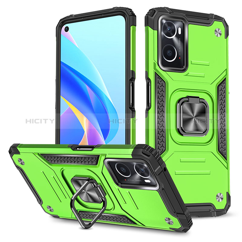 Custodia Silicone e Plastica Opaca Cover con Magnetico Anello Supporto MQ1 per Oppo A36 Verde