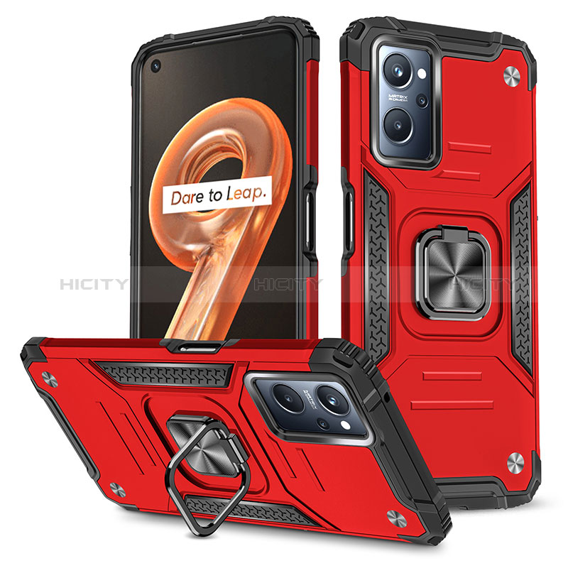 Custodia Silicone e Plastica Opaca Cover con Magnetico Anello Supporto MQ1 per Oppo K10 4G Rosso