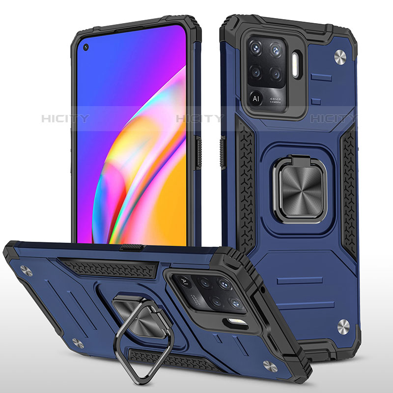 Custodia Silicone e Plastica Opaca Cover con Magnetico Anello Supporto MQ1 per Oppo Reno5 F