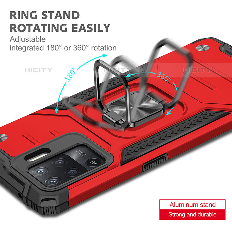 Custodia Silicone e Plastica Opaca Cover con Magnetico Anello Supporto MQ1 per Oppo Reno5 Lite