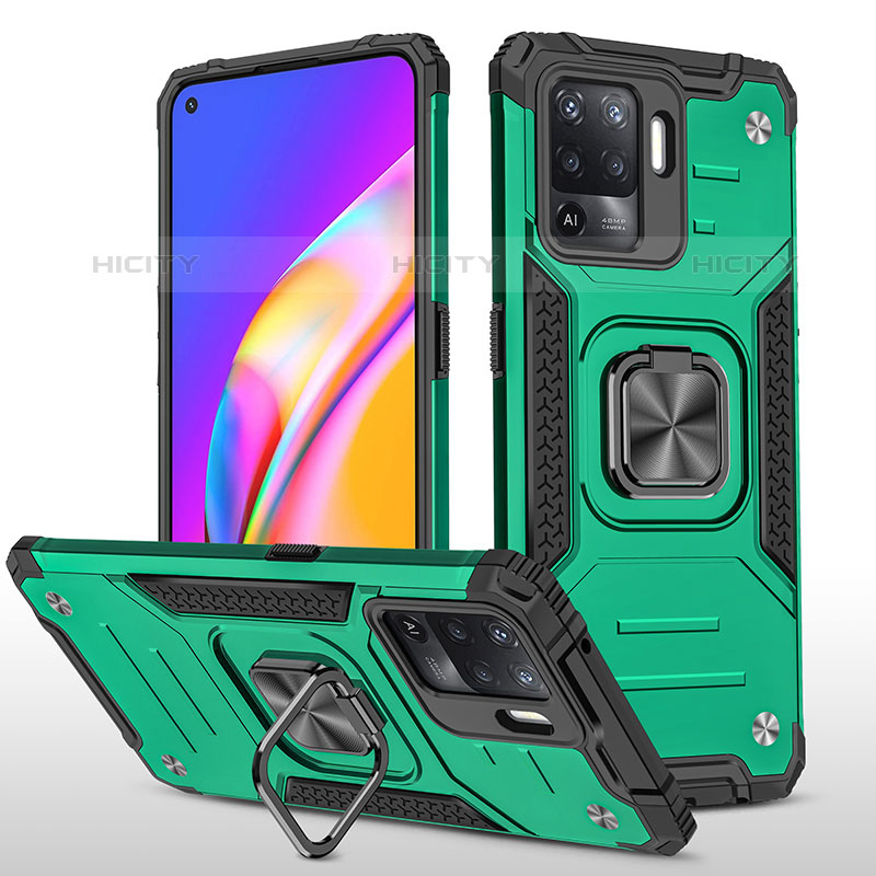 Custodia Silicone e Plastica Opaca Cover con Magnetico Anello Supporto MQ1 per Oppo Reno5 Lite