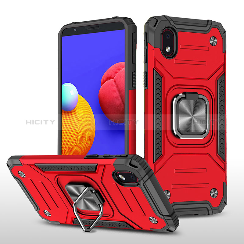 Custodia Silicone e Plastica Opaca Cover con Magnetico Anello Supporto MQ1 per Samsung Galaxy A01 Core