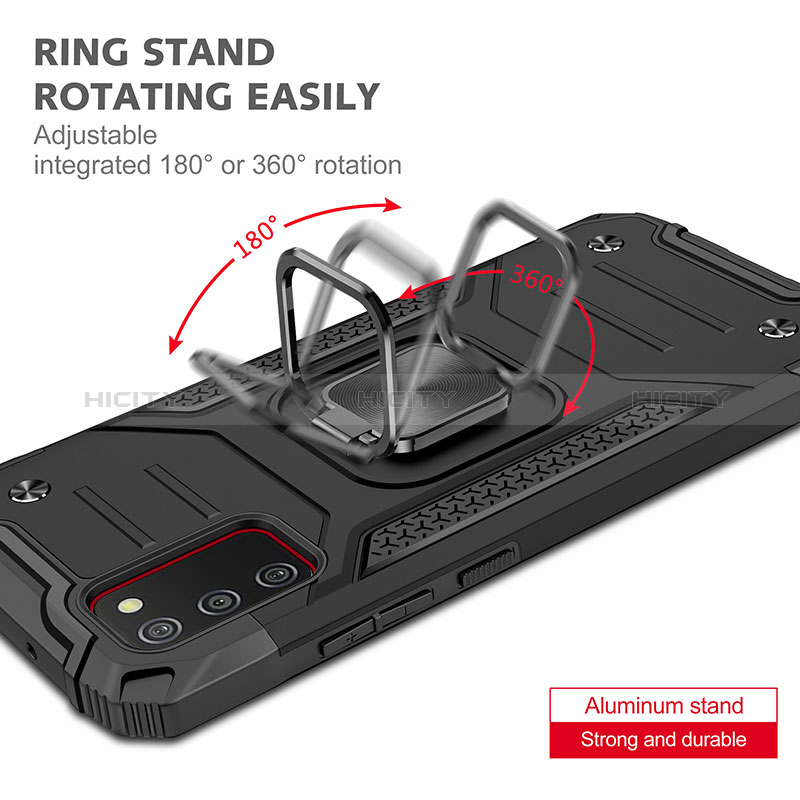 Custodia Silicone e Plastica Opaca Cover con Magnetico Anello Supporto MQ1 per Samsung Galaxy A02s