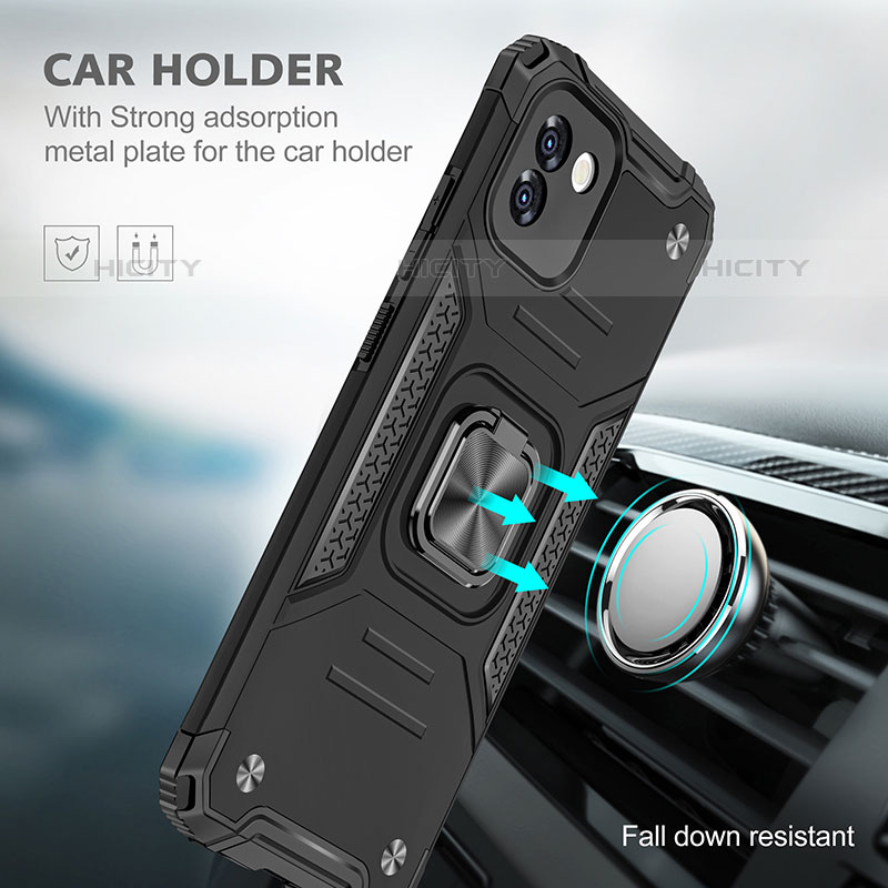 Custodia Silicone e Plastica Opaca Cover con Magnetico Anello Supporto MQ1 per Samsung Galaxy A03