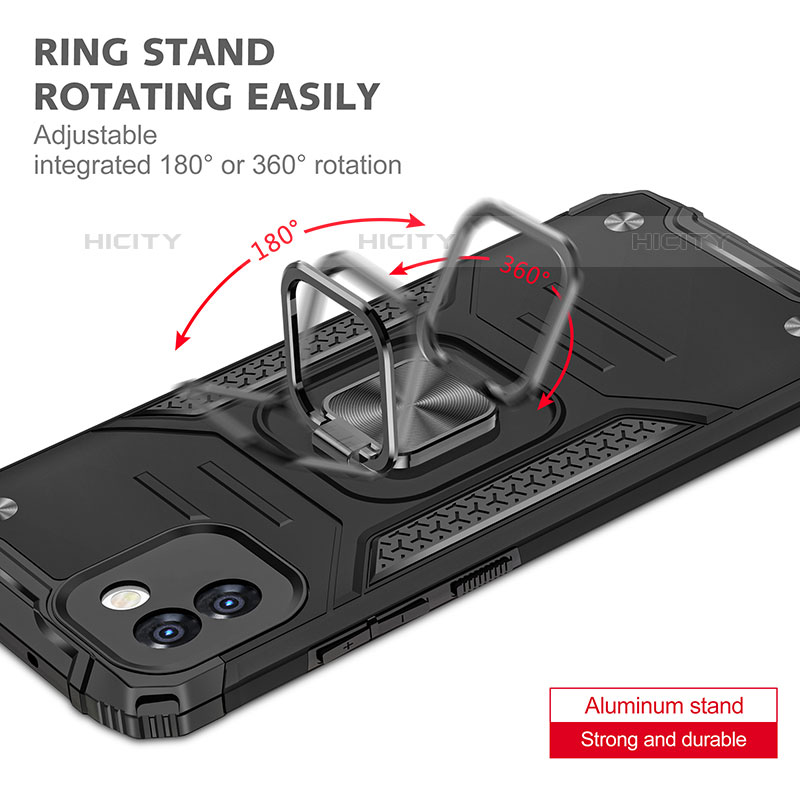 Custodia Silicone e Plastica Opaca Cover con Magnetico Anello Supporto MQ1 per Samsung Galaxy A03