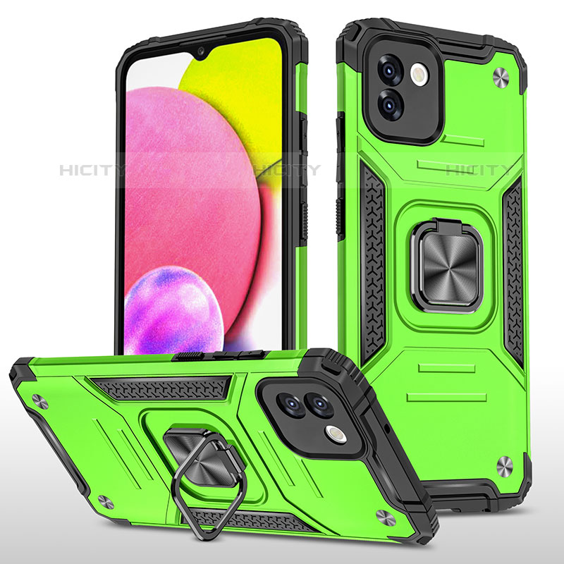 Custodia Silicone e Plastica Opaca Cover con Magnetico Anello Supporto MQ1 per Samsung Galaxy A03