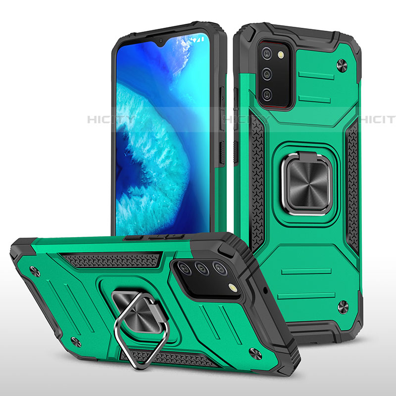 Custodia Silicone e Plastica Opaca Cover con Magnetico Anello Supporto MQ1 per Samsung Galaxy A03s