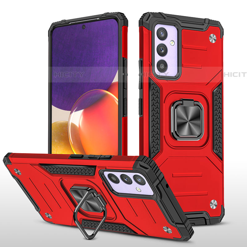 Custodia Silicone e Plastica Opaca Cover con Magnetico Anello Supporto MQ1 per Samsung Galaxy A24 4G Rosso