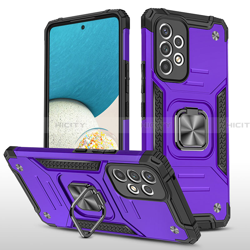 Custodia Silicone e Plastica Opaca Cover con Magnetico Anello Supporto MQ1 per Samsung Galaxy A33 5G Viola