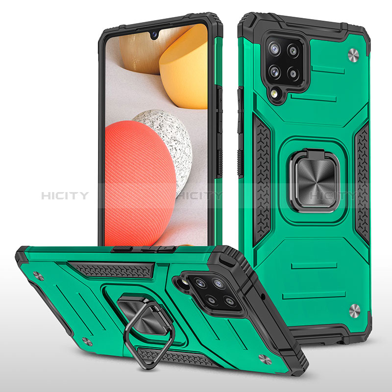 Custodia Silicone e Plastica Opaca Cover con Magnetico Anello Supporto MQ1 per Samsung Galaxy A42 5G Verde Notte