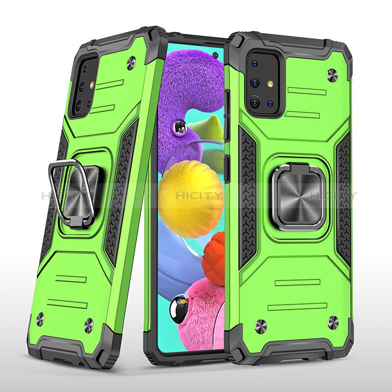 Custodia Silicone e Plastica Opaca Cover con Magnetico Anello Supporto MQ1 per Samsung Galaxy A51 4G Verde