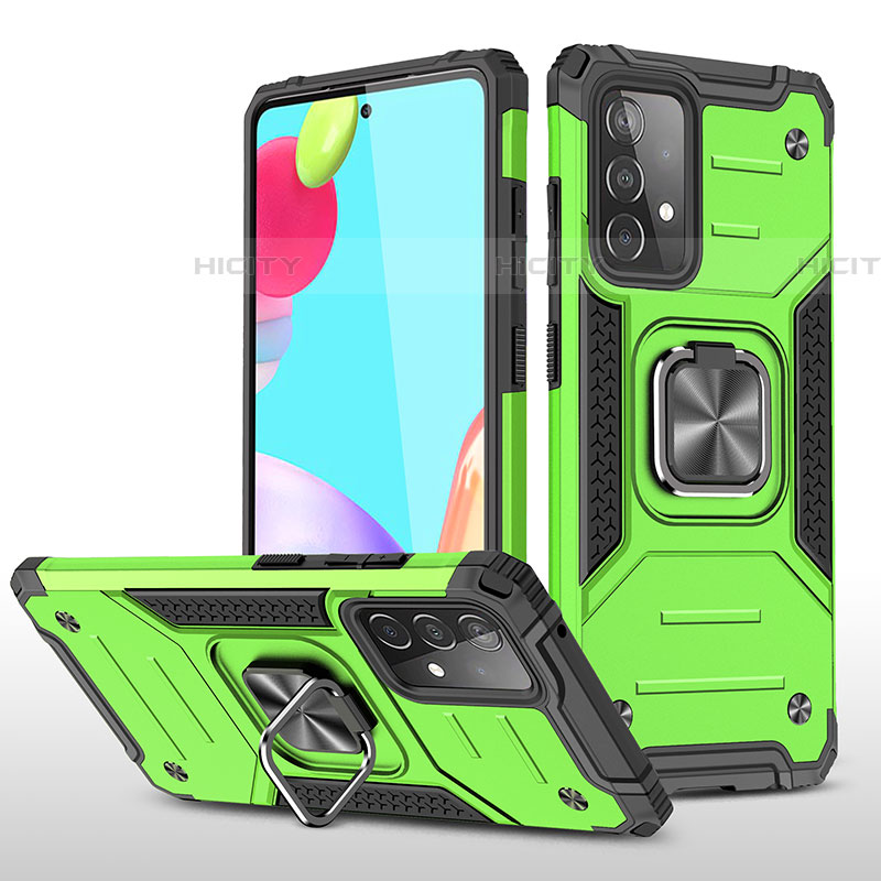 Custodia Silicone e Plastica Opaca Cover con Magnetico Anello Supporto MQ1 per Samsung Galaxy A52 4G Verde