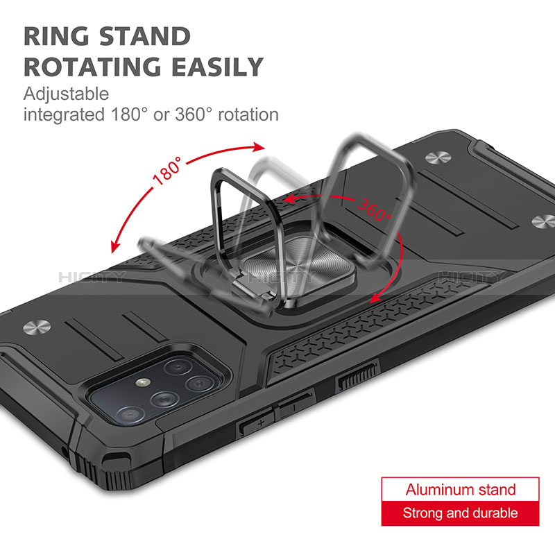 Custodia Silicone e Plastica Opaca Cover con Magnetico Anello Supporto MQ1 per Samsung Galaxy A71 4G A715