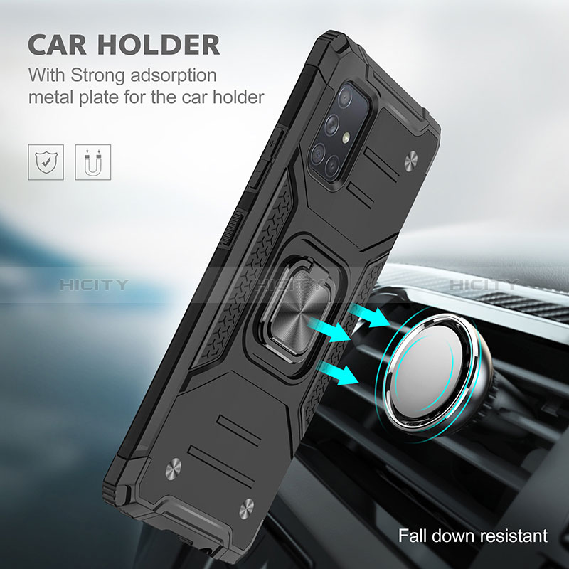 Custodia Silicone e Plastica Opaca Cover con Magnetico Anello Supporto MQ1 per Samsung Galaxy A71 5G