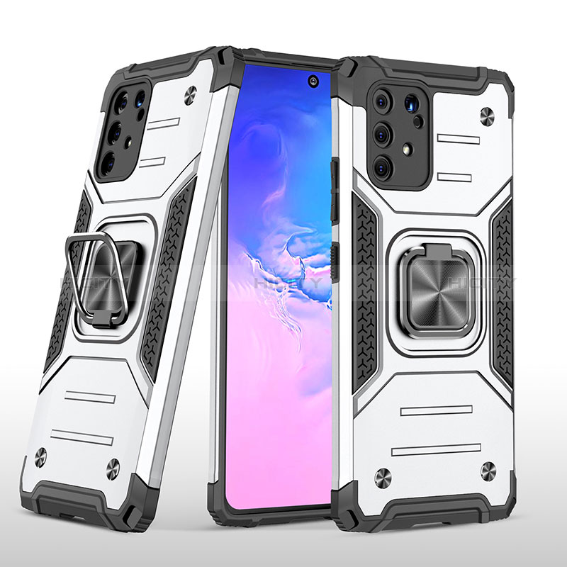 Custodia Silicone e Plastica Opaca Cover con Magnetico Anello Supporto MQ1 per Samsung Galaxy A91