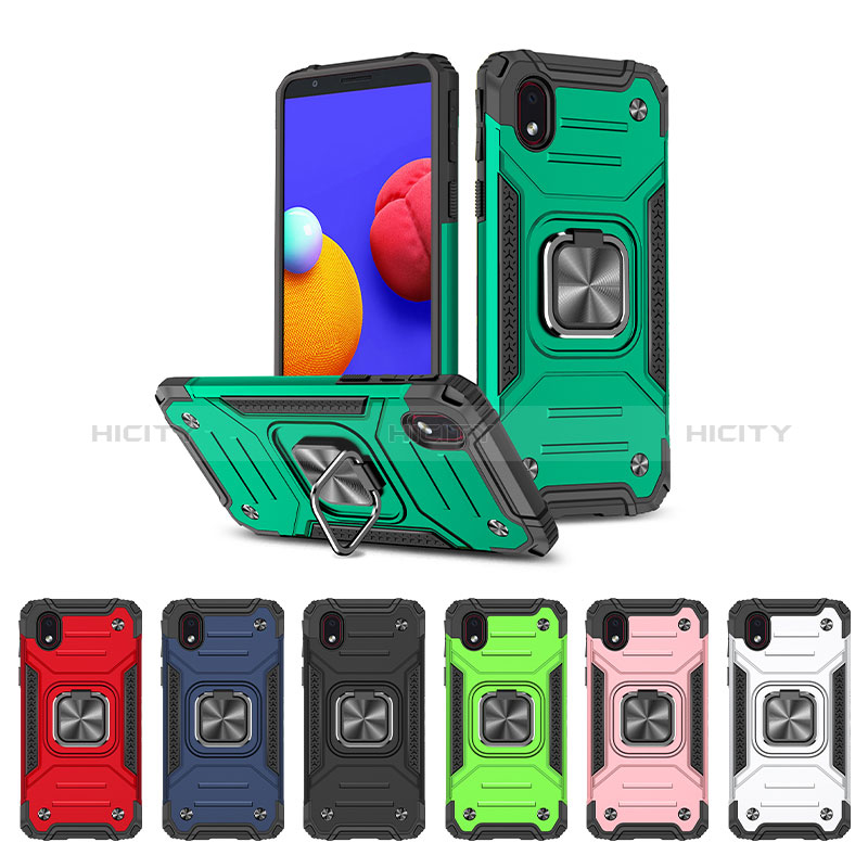 Custodia Silicone e Plastica Opaca Cover con Magnetico Anello Supporto MQ1 per Samsung Galaxy M01 Core