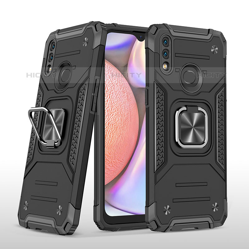 Custodia Silicone e Plastica Opaca Cover con Magnetico Anello Supporto MQ1 per Samsung Galaxy M01s Nero